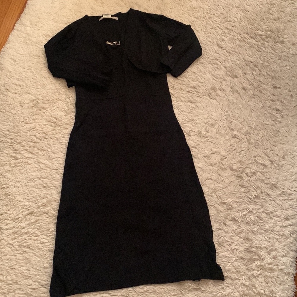 VINTAGE 90s Black Rhinestone Two Piece Dress Set